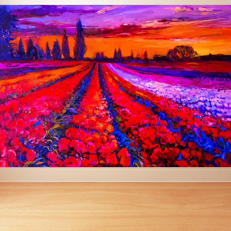 Magical Paint from Life Mural Wallpaper Pastel Color Classic Wall Covering for Bedroom Red Clearhalo 'Wall Decor' 'Wall Mural' 1864341