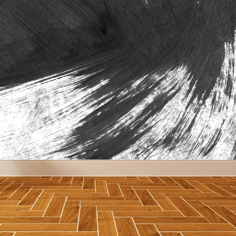 Non-Woven Decorative Wall Mural Modern Brush Stroke Pattern Wall Covering for Living Room Black Design 3 Clearhalo 'Wall Decor' 'Wall Mural' 1864421