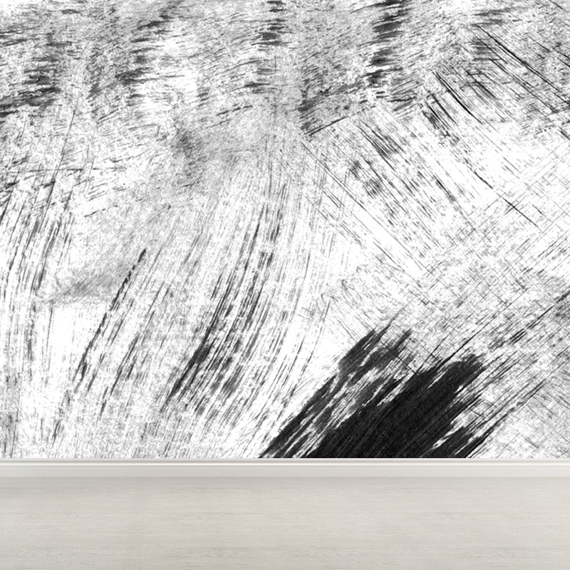 Non-Woven Decorative Wall Mural Modern Brush Stroke Pattern Wall Covering for Living Room Black Design 4 Clearhalo 'Wall Decor' 'Wall Mural' 1864426