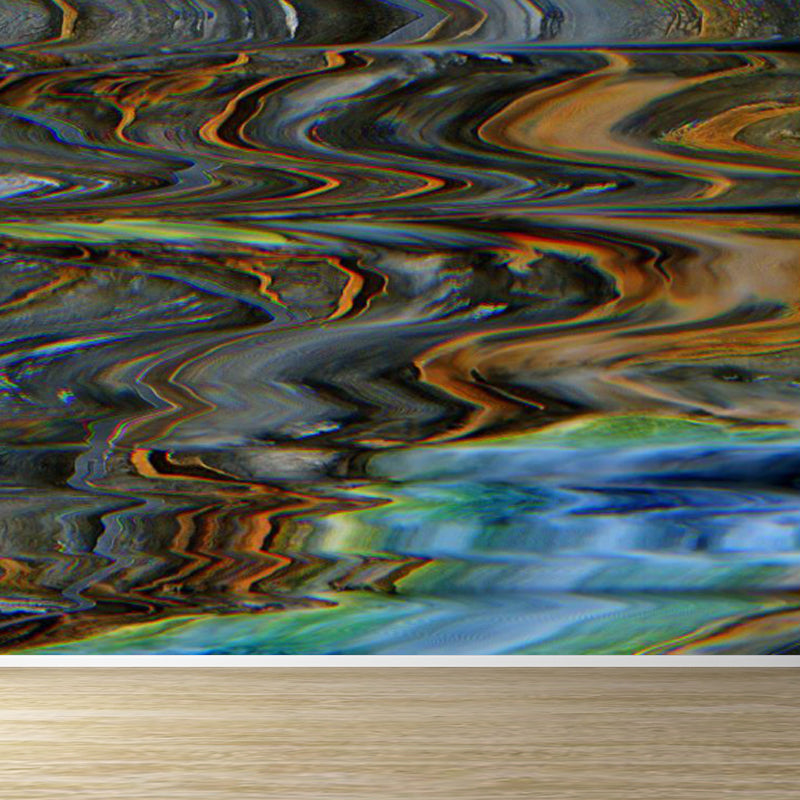 Pastel Color Abstract Mural Wallpaper Illustration Contemporary Stain-Proof Wall Art Brown Clearhalo 'Wall Decor' 'Wall Mural' 1864471