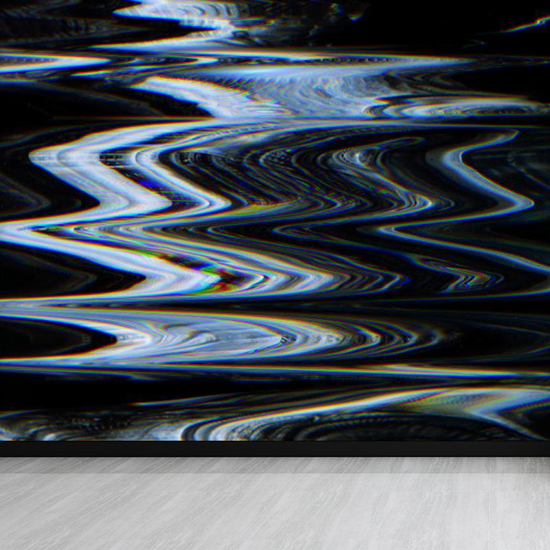 Pastel Color Abstract Mural Wallpaper Illustration Contemporary Stain-Proof Wall Art Black Clearhalo 'Wall Decor' 'Wall Mural' 1864476