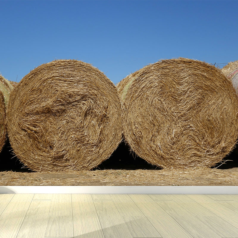 Photo Print Straws Wall Mural Decal for Dining Room, Light Color, Custom Size Available Dark Brown Clearhalo 'Wall Decor' 'Wall Mural' 1864511