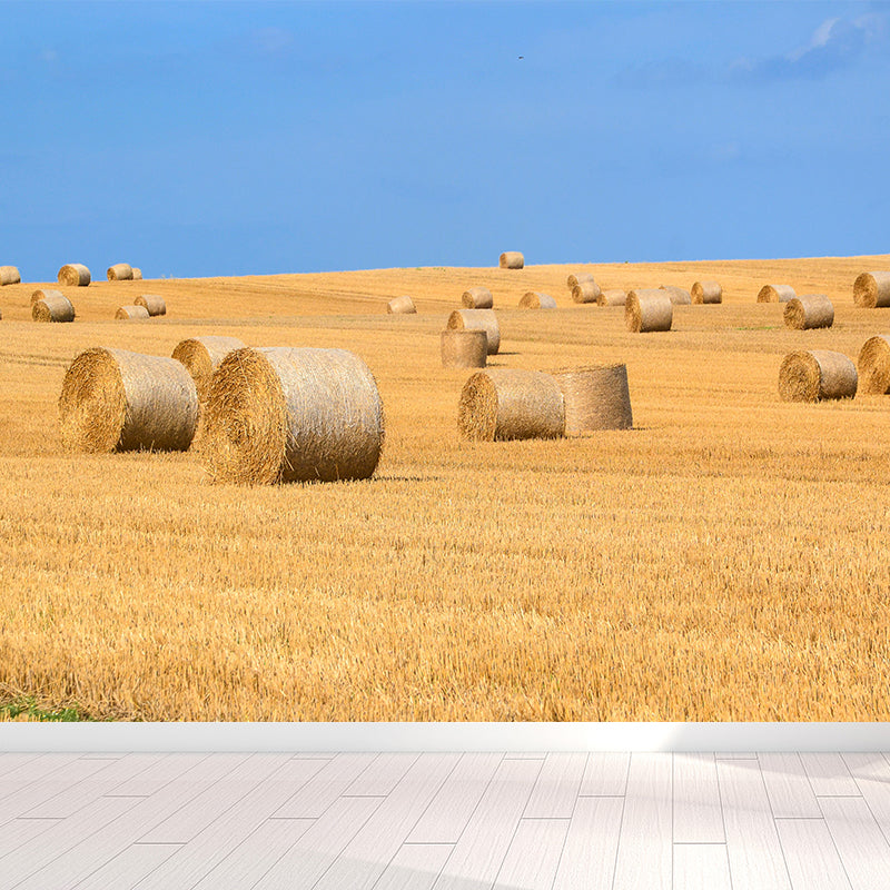 Photo Print Straws Wall Mural Decal for Dining Room, Light Color, Custom Size Available Light Brown Clearhalo 'Wall Decor' 'Wall Mural' 1864516