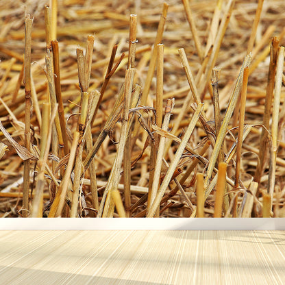 Photo Print Straws Wall Mural Decal for Dining Room, Light Color, Custom Size Available Brown Clearhalo 'Wall Decor' 'Wall Mural' 1864521