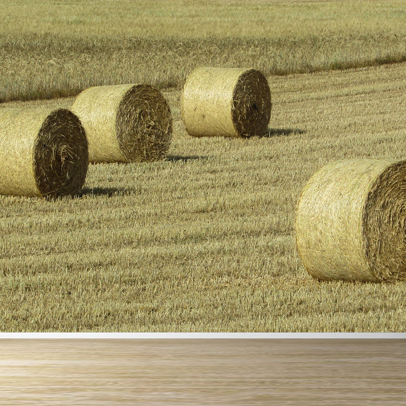 Photo Print Straws Wall Mural Decal for Dining Room, Light Color, Custom Size Available Pewter Clearhalo 'Wall Decor' 'Wall Mural' 1864531