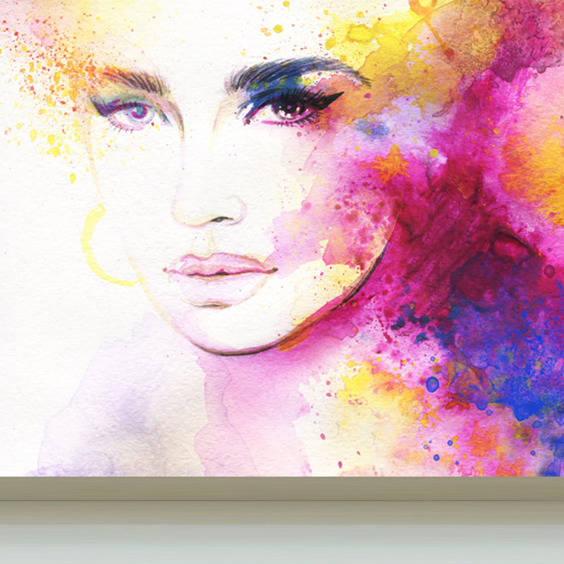 Fashion Maid Wall Mural for Dining Room Illustration Wall Covering, Custom Printed Clearhalo 'Wall Decor' 'Wall Mural' 1864562