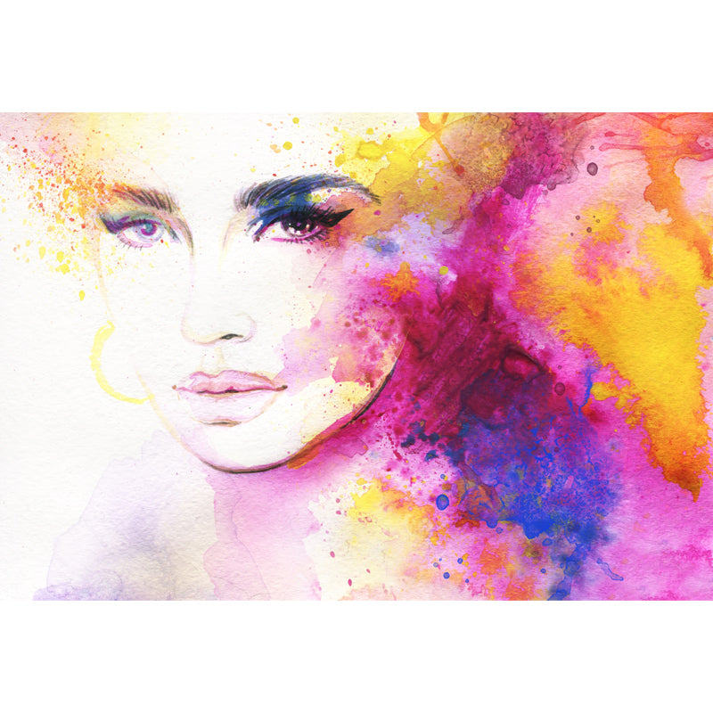 Fashion Maid Wall Mural for Dining Room Illustration Wall Covering, Custom Printed Clearhalo 'Wall Decor' 'Wall Mural' 1864564