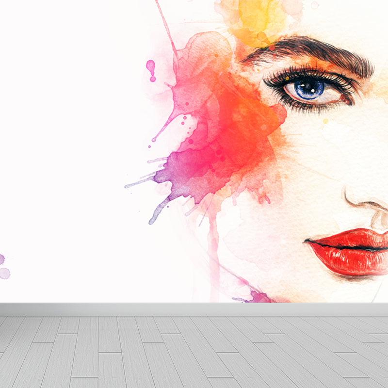 Fashion Maid Wall Mural for Dining Room Illustration Wall Covering, Custom Printed Clearhalo 'Wall Decor' 'Wall Mural' 1864567