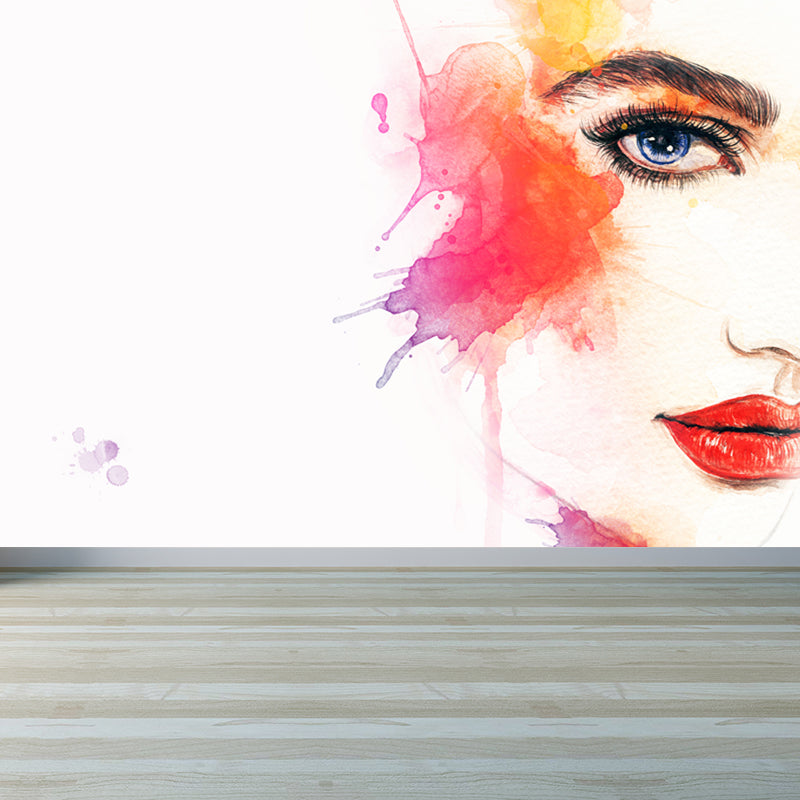 Fashion Maid Wall Mural for Dining Room Illustration Wall Covering, Custom Printed Clearhalo 'Wall Decor' 'Wall Mural' 1864568