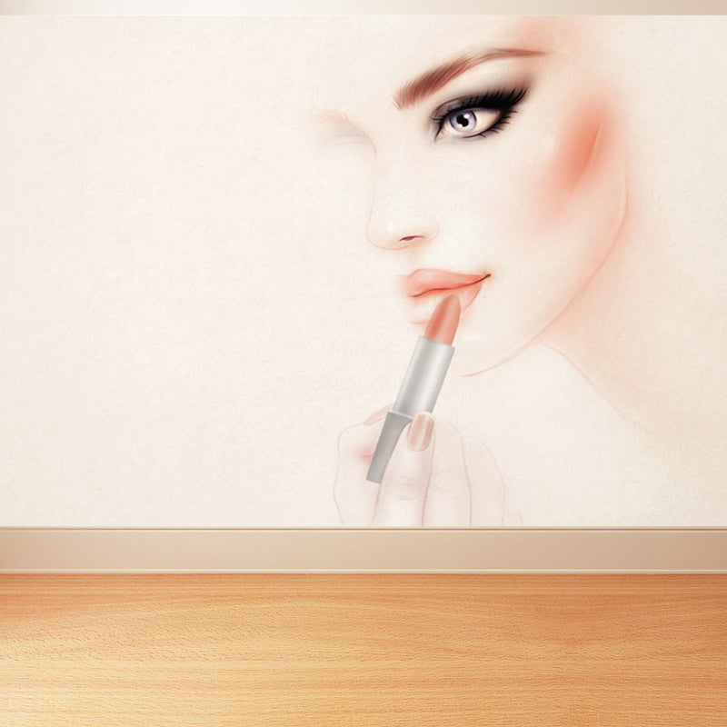 Fashion Maid Wall Mural for Dining Room Illustration Wall Covering, Custom Printed Clearhalo 'Wall Decor' 'Wall Mural' 1864572