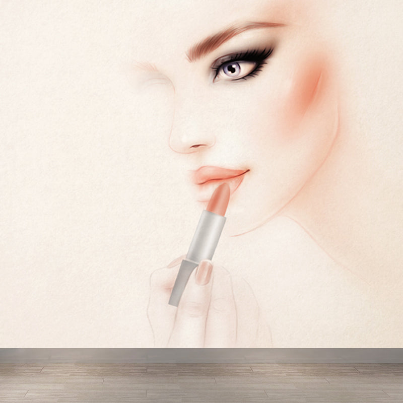 Fashion Maid Wall Mural for Dining Room Illustration Wall Covering, Custom Printed Clearhalo 'Wall Decor' 'Wall Mural' 1864573