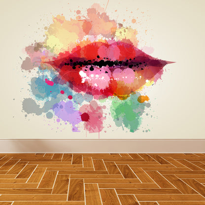 Fashion Maid Wall Mural for Dining Room Illustration Wall Covering, Custom Printed Red Clearhalo 'Wall Decor' 'Wall Mural' 1864581