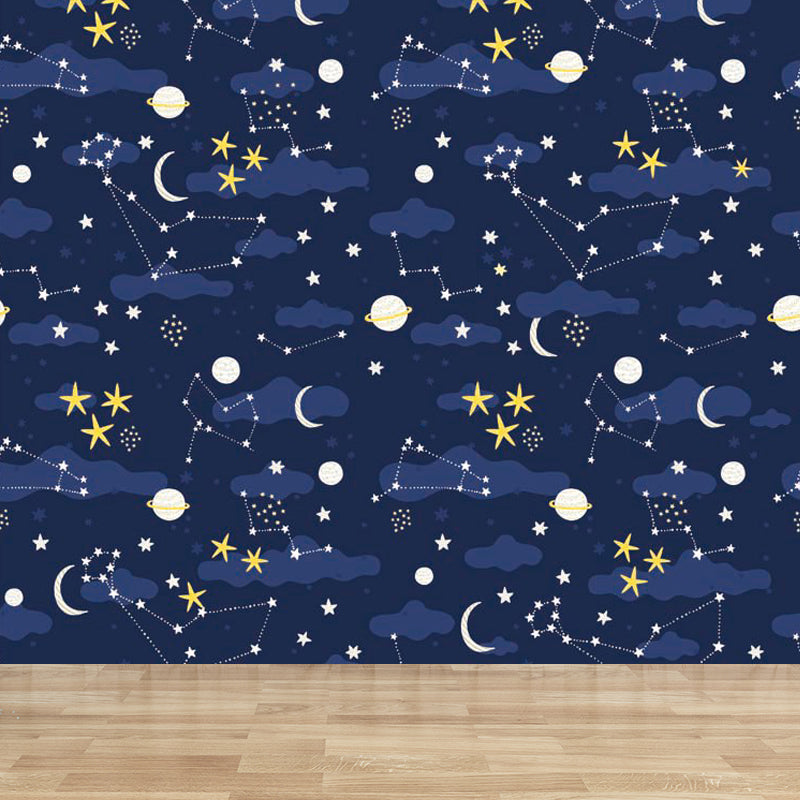 Light Color Outer Space Mural Decal Stain-Proof Contemporary Interior Room Wall Decor Clearhalo 'Wall Decor' 'Wall Mural' 1864587