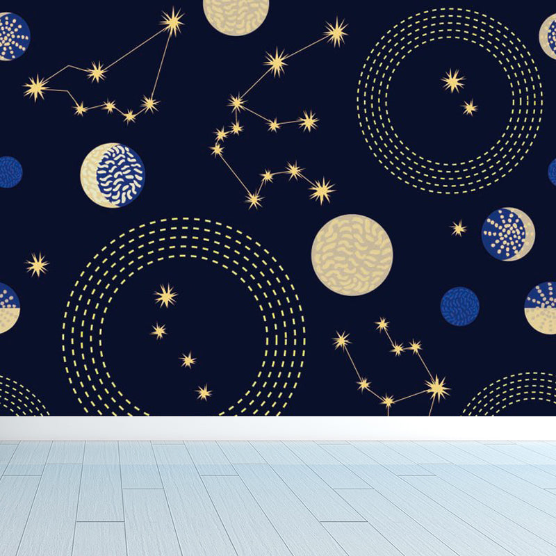 Light Color Outer Space Mural Decal Stain-Proof Contemporary Interior Room Wall Decor Blue Clearhalo 'Wall Decor' 'Wall Mural' 1864596