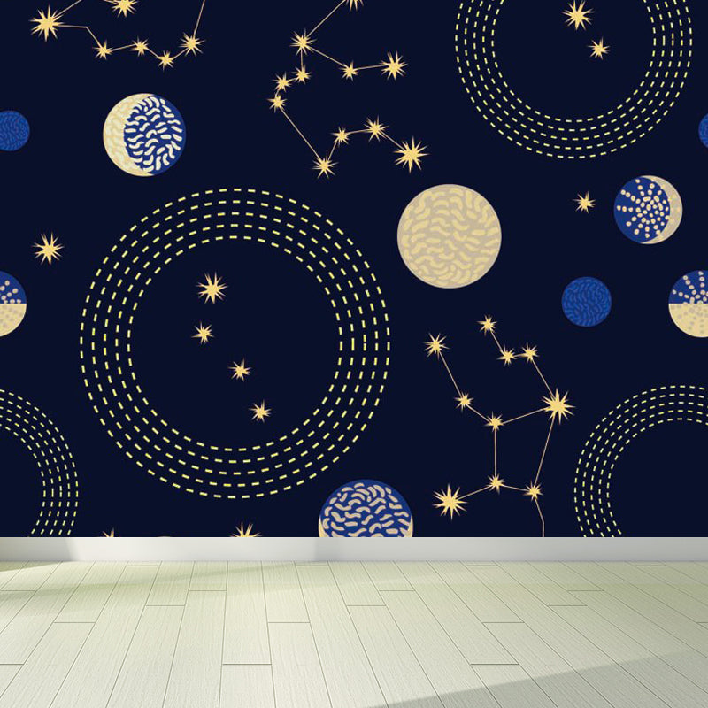 Light Color Outer Space Mural Decal Stain-Proof Contemporary Interior Room Wall Decor Clearhalo 'Wall Decor' 'Wall Mural' 1864597