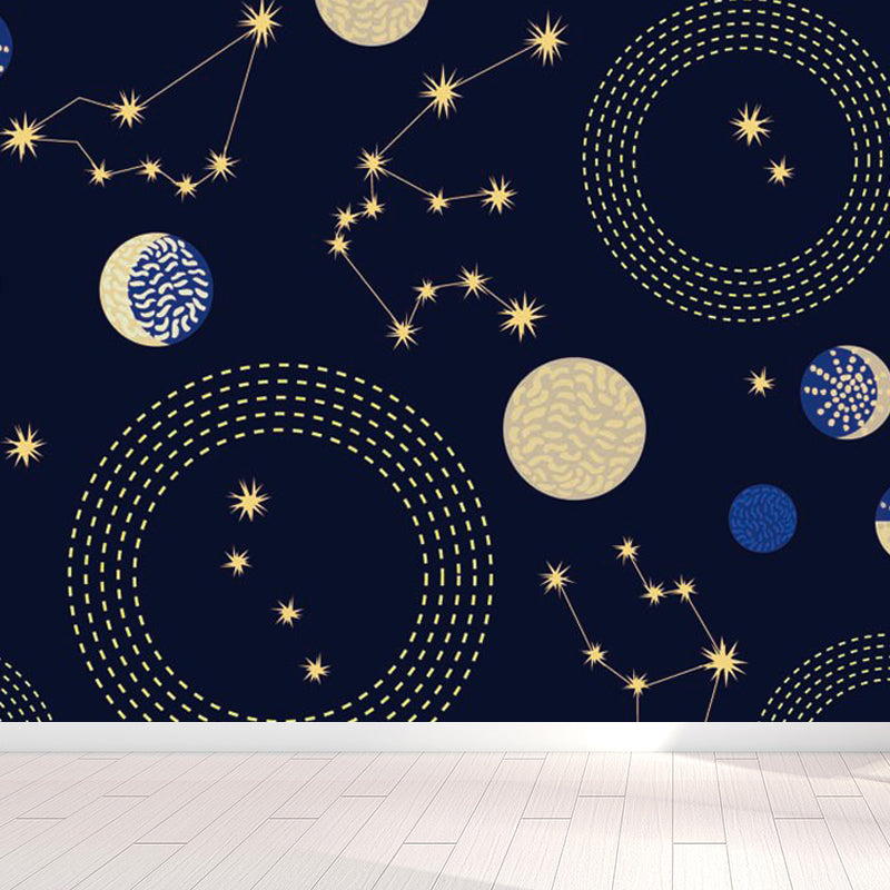 Light Color Outer Space Mural Decal Stain-Proof Contemporary Interior Room Wall Decor Clearhalo 'Wall Decor' 'Wall Mural' 1864598