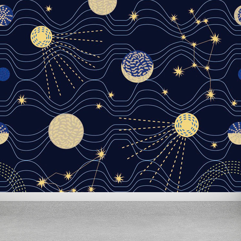 Light Color Outer Space Mural Decal Stain-Proof Contemporary Interior Room Wall Decor Clearhalo 'Wall Decor' 'Wall Mural' 1864602