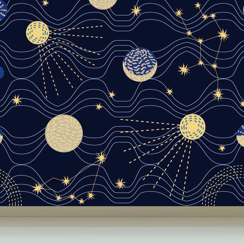 Light Color Outer Space Mural Decal Stain-Proof Contemporary Interior Room Wall Decor Clearhalo 'Wall Decor' 'Wall Mural' 1864603