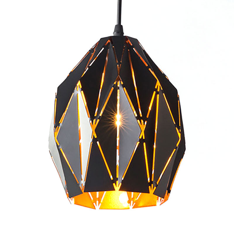 Origami Style Pendant Light 1 Light Metallic Ceiling Hanging Lamp in Black for Cafe Restaurant Black C Clearhalo 'Ceiling Lights' 'Modern Pendants' 'Modern' 'Pendant Lights' 'Pendants' Lighting' 186463