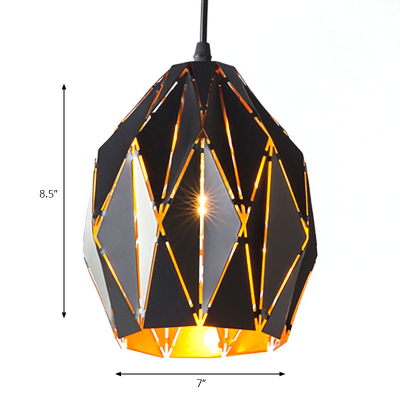 Origami Style Pendant Light 1 Light Metallic Ceiling Hanging Lamp in Black for Cafe Restaurant Clearhalo 'Ceiling Lights' 'Modern Pendants' 'Modern' 'Pendant Lights' 'Pendants' Lighting' 186464