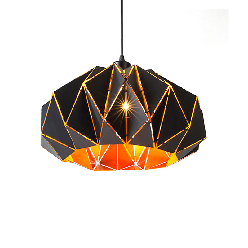 Origami Style Pendant Light 1 Light Metallic Ceiling Hanging Lamp in Black for Cafe Restaurant Black A Clearhalo 'Ceiling Lights' 'Modern Pendants' 'Modern' 'Pendant Lights' 'Pendants' Lighting' 186466