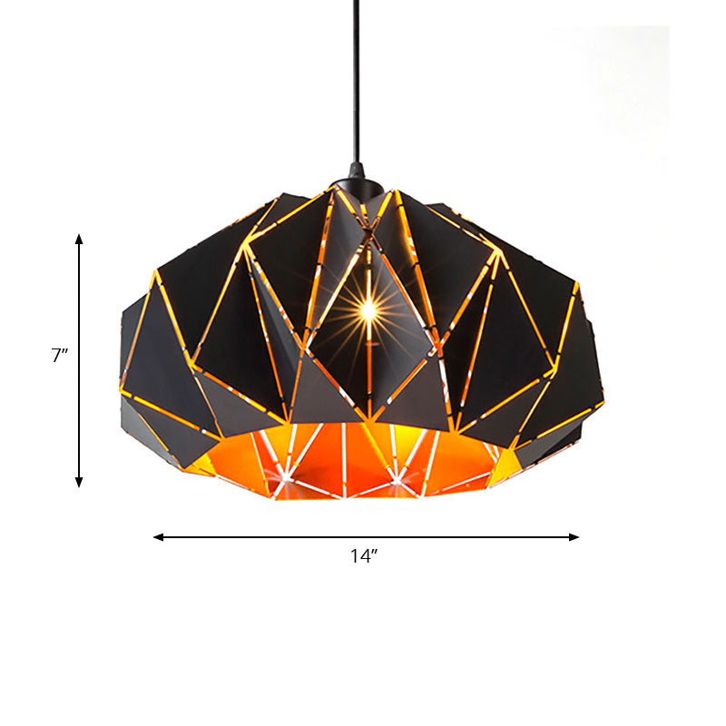 Origami Style Pendant Light 1 Light Metallic Ceiling Hanging Lamp in Black for Cafe Restaurant Clearhalo 'Ceiling Lights' 'Modern Pendants' 'Modern' 'Pendant Lights' 'Pendants' Lighting' 186467