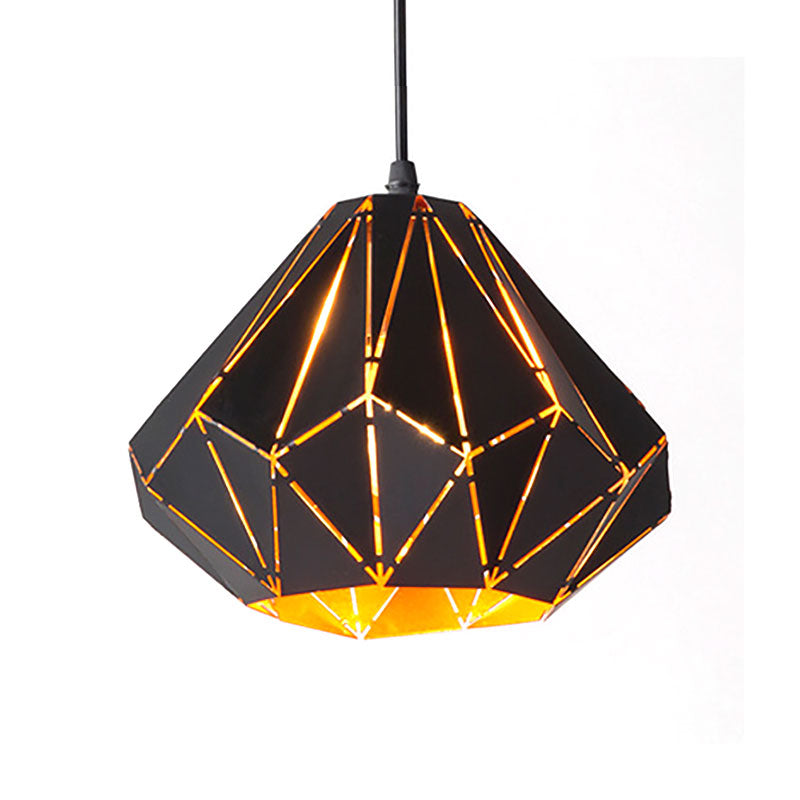 Origami Style Pendant Light 1 Light Metallic Ceiling Hanging Lamp in Black for Cafe Restaurant Black B Clearhalo 'Ceiling Lights' 'Modern Pendants' 'Modern' 'Pendant Lights' 'Pendants' Lighting' 186470