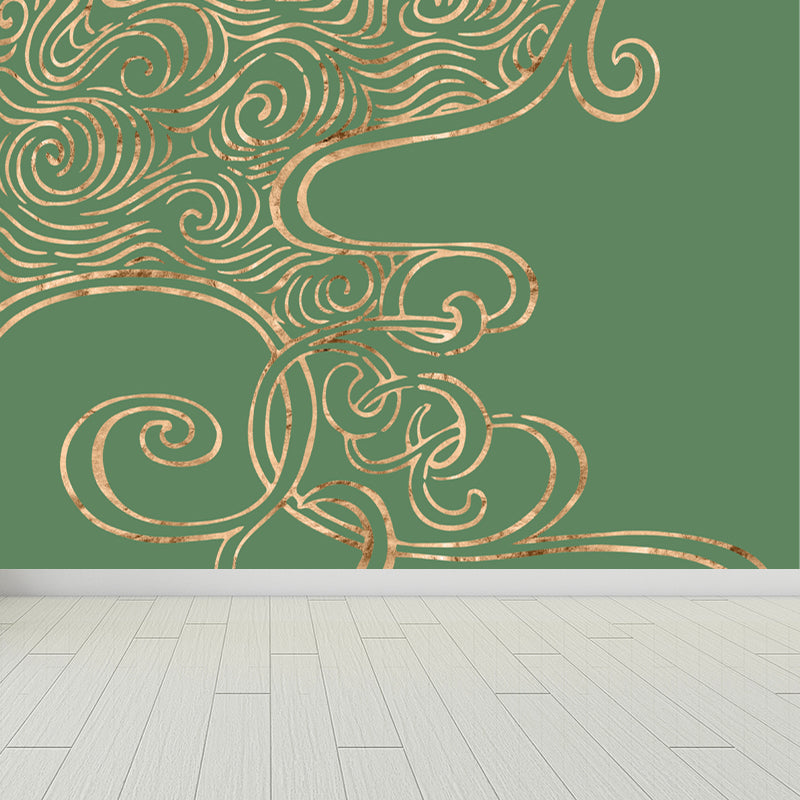 Cloud Pattern Mural Wallpaper for Dining Room, Pastel Color, Custom Size Available Green Clearhalo 'Wall Decor' 'Wall Mural' 1864761