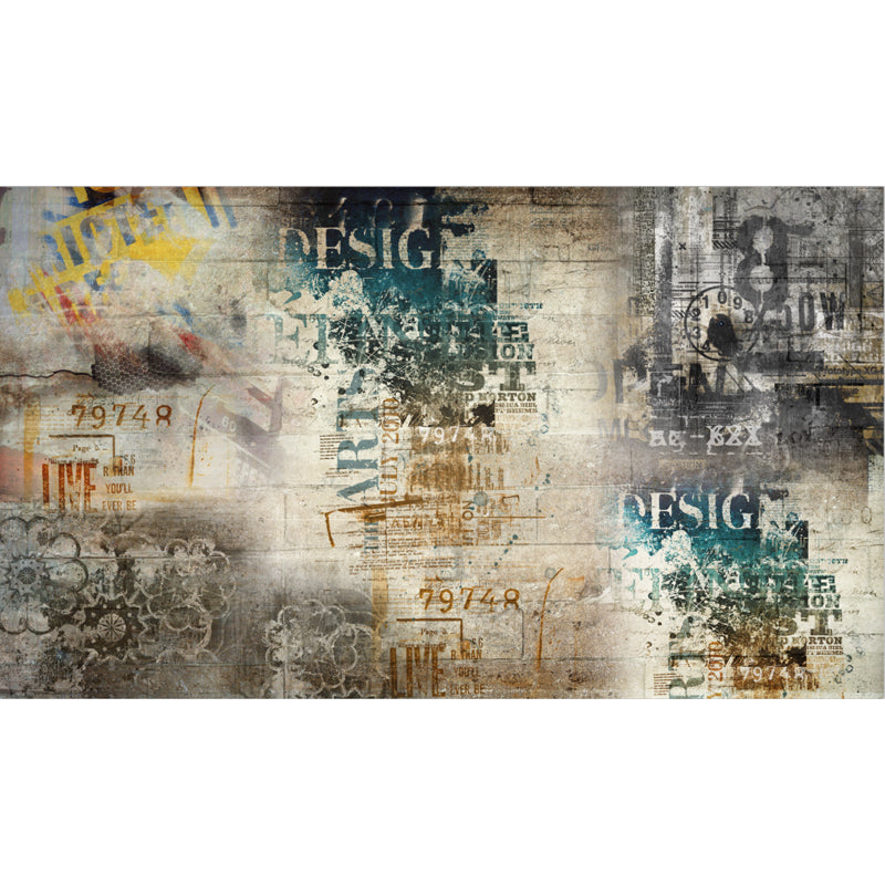 Cool Graffiti Mural Wallpaper Boys Bedroom Faux Metal Wall Covering, Made to Measure Clearhalo 'Wall Decor' 'Wall Mural' 1864839