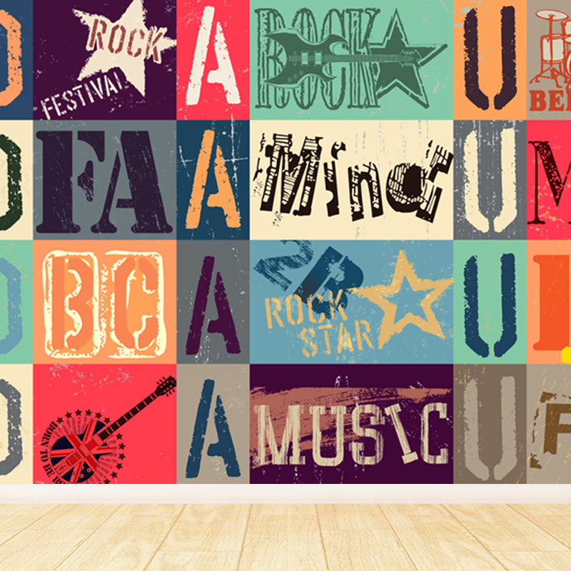 Cool Graffiti Mural Wallpaper Boys Bedroom Faux Metal Wall Covering, Made to Measure Clearhalo 'Wall Decor' 'Wall Mural' 1864842