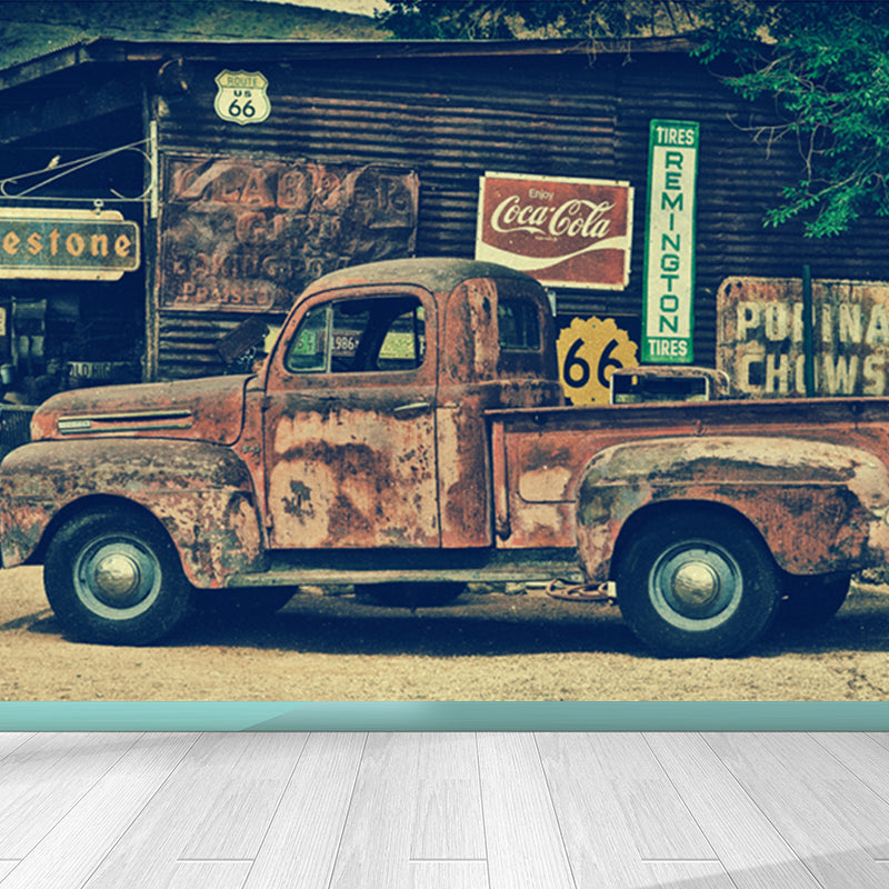 Cool Graffiti Mural Wallpaper Boys Bedroom Faux Metal Wall Covering, Made to Measure Clearhalo 'Wall Decor' 'Wall Mural' 1864848