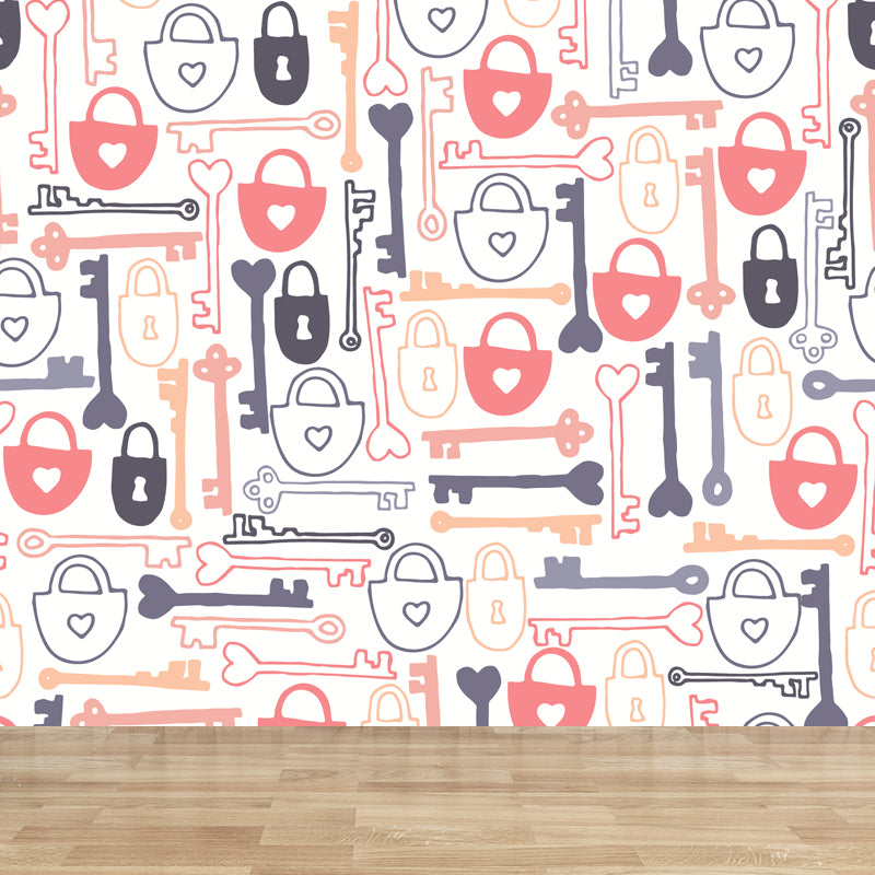 Kids Camping Patterned Mural Decal Soft Color Waterproofing Wall Art for Bedroom Orange Clearhalo 'Wall Decor' 'Wall Mural' 1864886