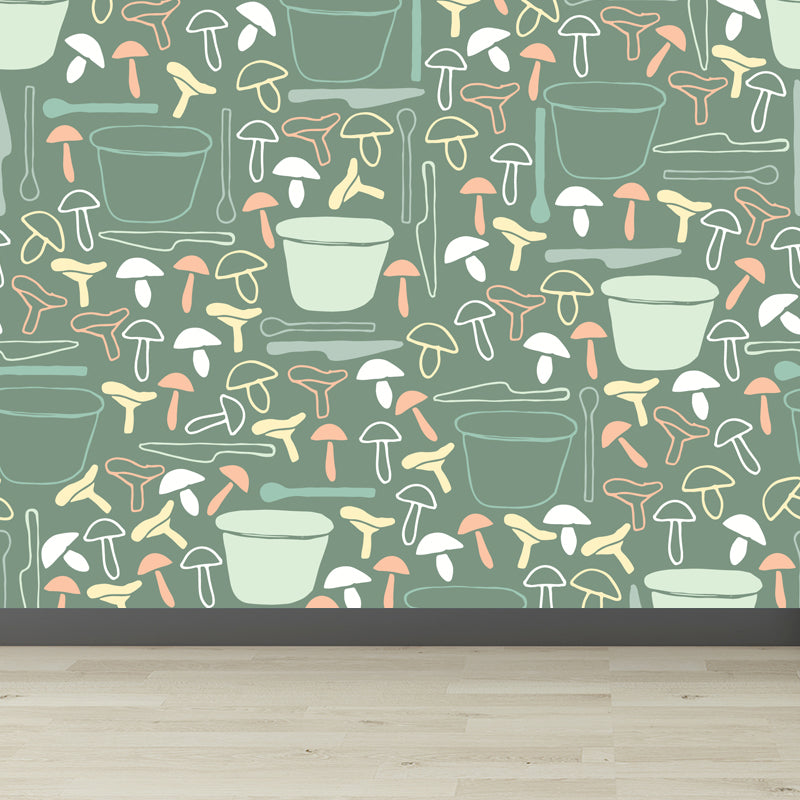 Kids Camping Patterned Mural Decal Soft Color Waterproofing Wall Art for Bedroom Clearhalo 'Wall Decor' 'Wall Mural' 1864897