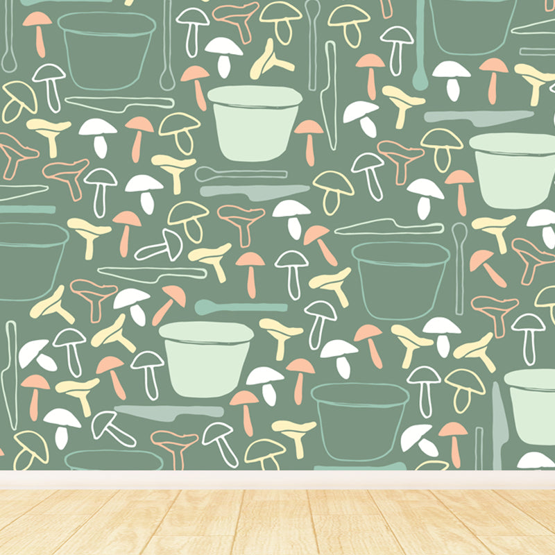 Kids Camping Patterned Mural Decal Soft Color Waterproofing Wall Art for Bedroom Clearhalo 'Wall Decor' 'Wall Mural' 1864898