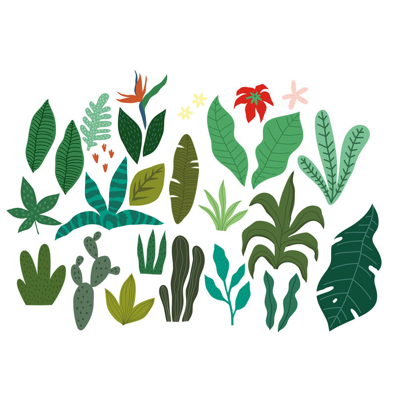 Leaves Print Mural Decals Tropical Non-Woven Textured Wall Covering in Pastel Color Clearhalo 'Wall Decor' 'Wall Mural' 1864944