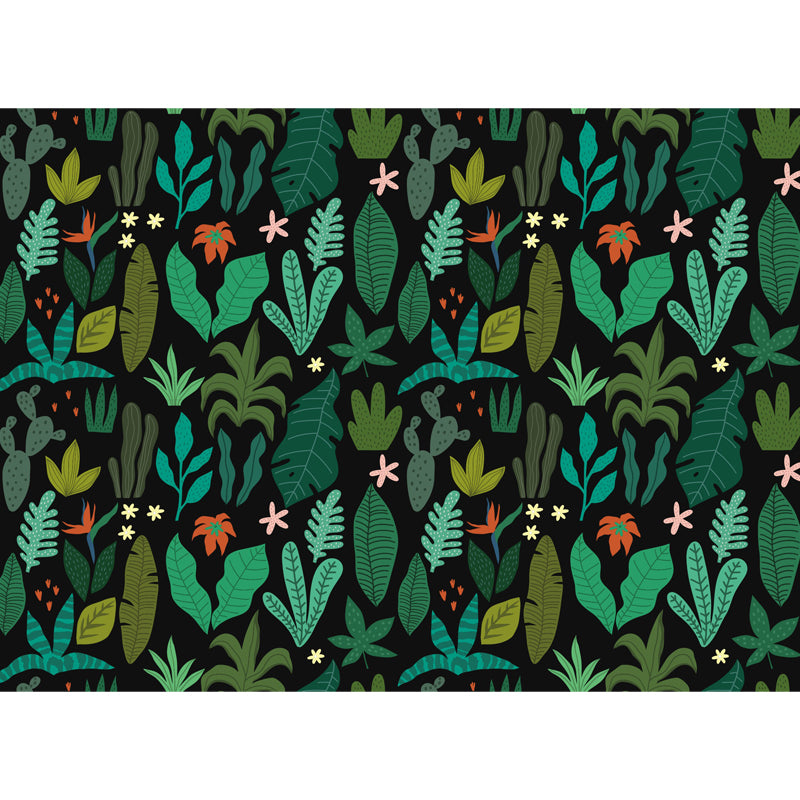 Leaves Print Mural Decals Tropical Non-Woven Textured Wall Covering in Pastel Color Clearhalo 'Wall Decor' 'Wall Mural' 1864954