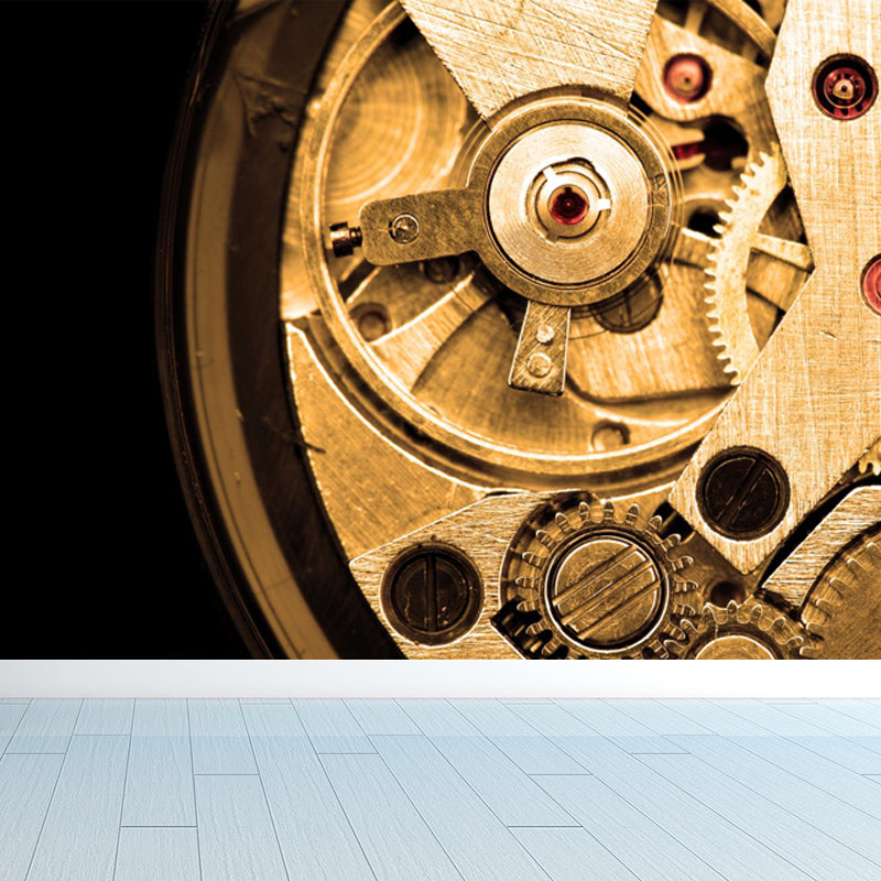 Metal Gear Mural Wallpaper Dark Color Contemporary Wall Covering for Boys Bedroom Clearhalo 'Wall Decor' 'Wall Mural' 1864962