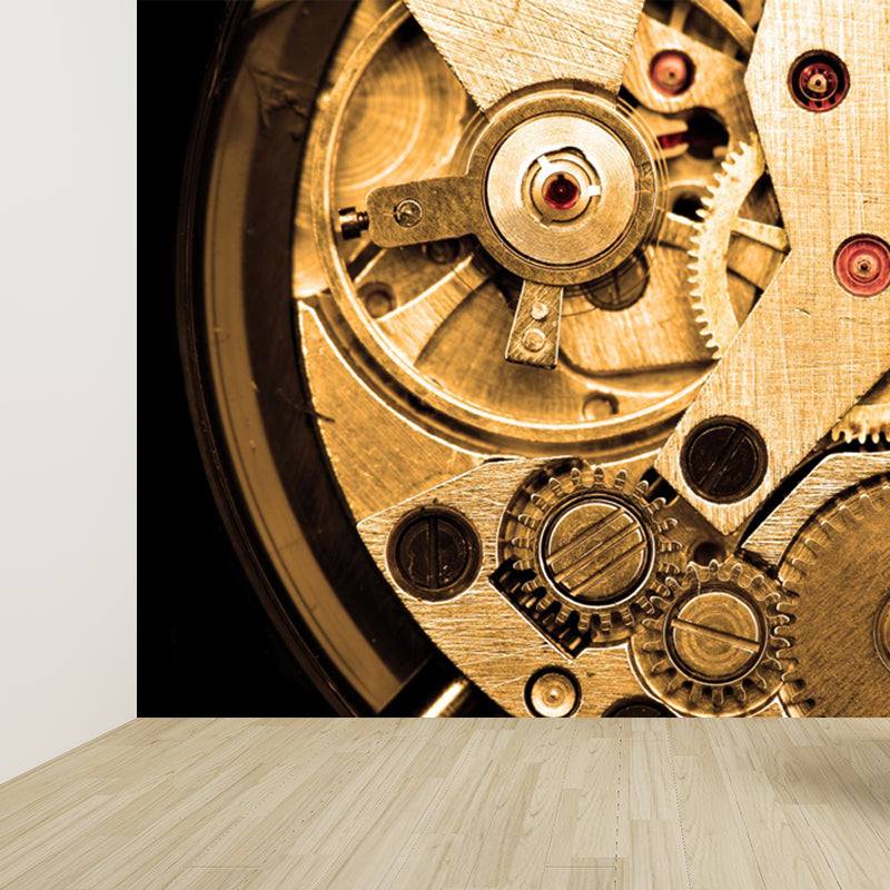 Metal Gear Mural Wallpaper Dark Color Contemporary Wall Covering for Boys Bedroom Clearhalo 'Wall Decor' 'Wall Mural' 1864963