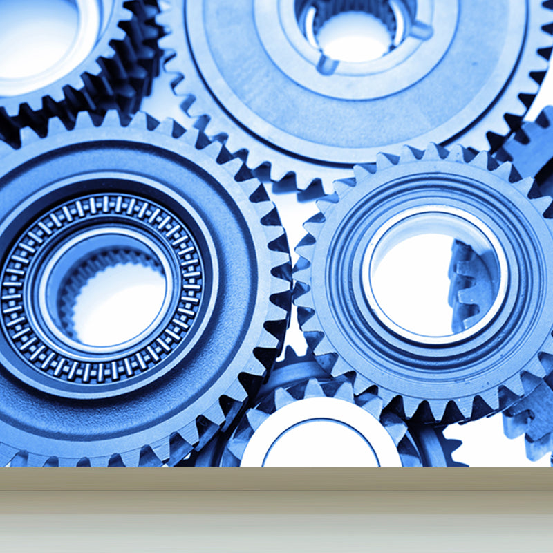 Metal Gear Mural Wallpaper Dark Color Contemporary Wall Covering for Boys Bedroom Clearhalo 'Wall Decor' 'Wall Mural' 1864968