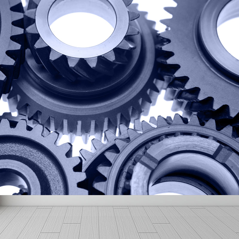 Metal Gear Mural Wallpaper Dark Color Contemporary Wall Covering for Boys Bedroom Clearhalo 'Wall Decor' 'Wall Mural' 1864974