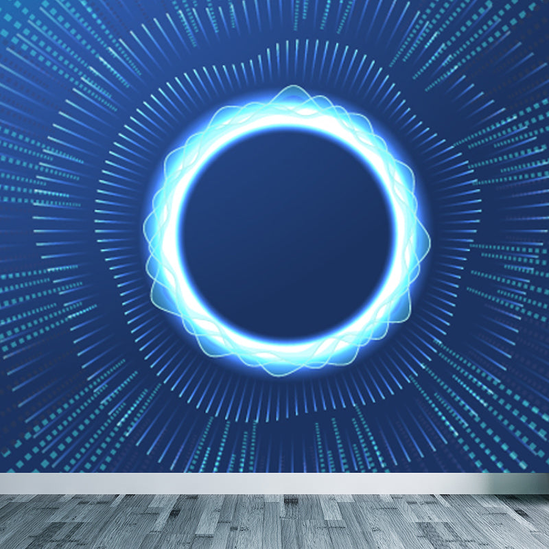 Science Fiction Halo Mural Wallpaper Dark Color House Interior Wall Art, Made to Measure Light Blue Clearhalo 'Wall Decor' 'Wall Mural' 1864982