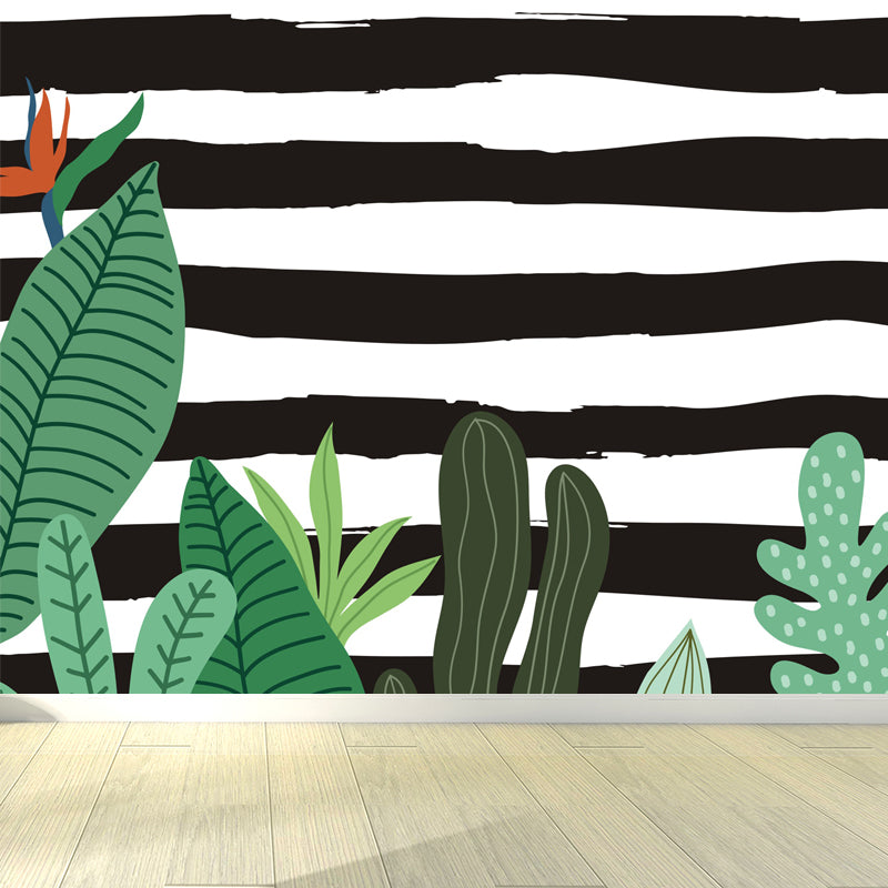 Botanical Print Mural Decal Tropical Non-Woven Textured Wall Covering in Soft Color Clearhalo 'Wall Decor' 'Wall Mural' 1865008