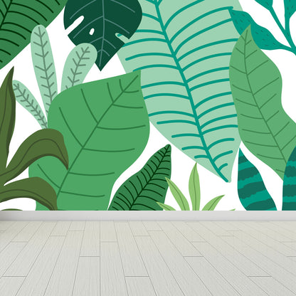 Botanical Print Mural Decal Tropical Non-Woven Textured Wall Covering in Soft Color Green Clearhalo 'Wall Decor' 'Wall Mural' 1865012