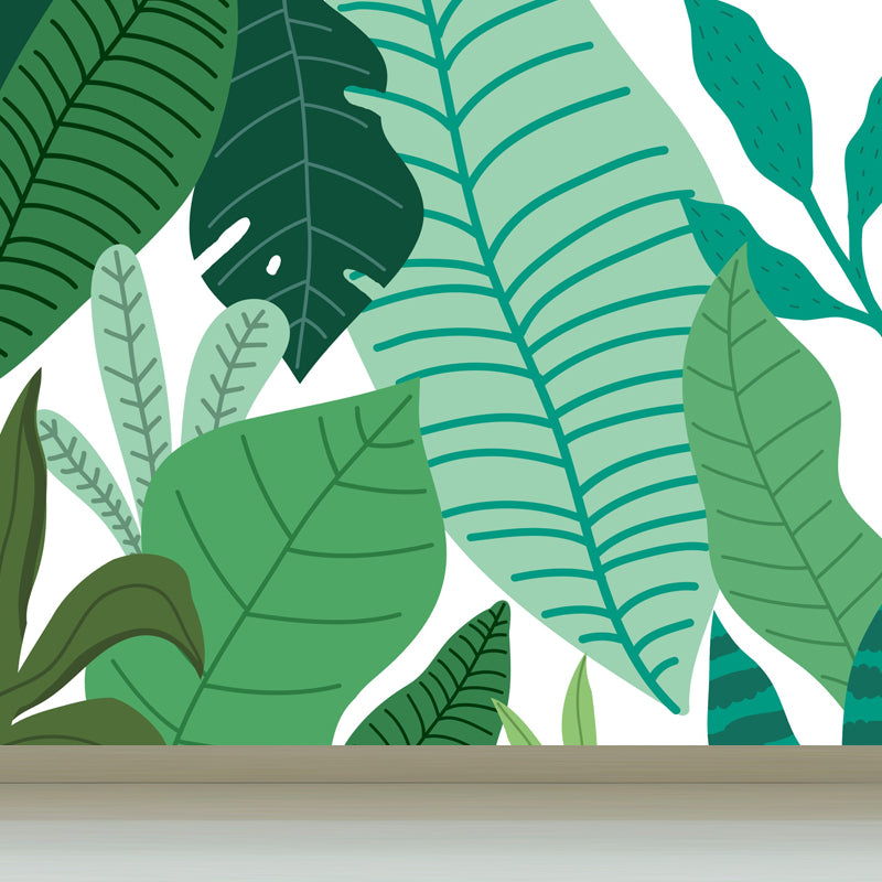 Botanical Print Mural Decal Tropical Non-Woven Textured Wall Covering in Soft Color Clearhalo 'Wall Decor' 'Wall Mural' 1865013