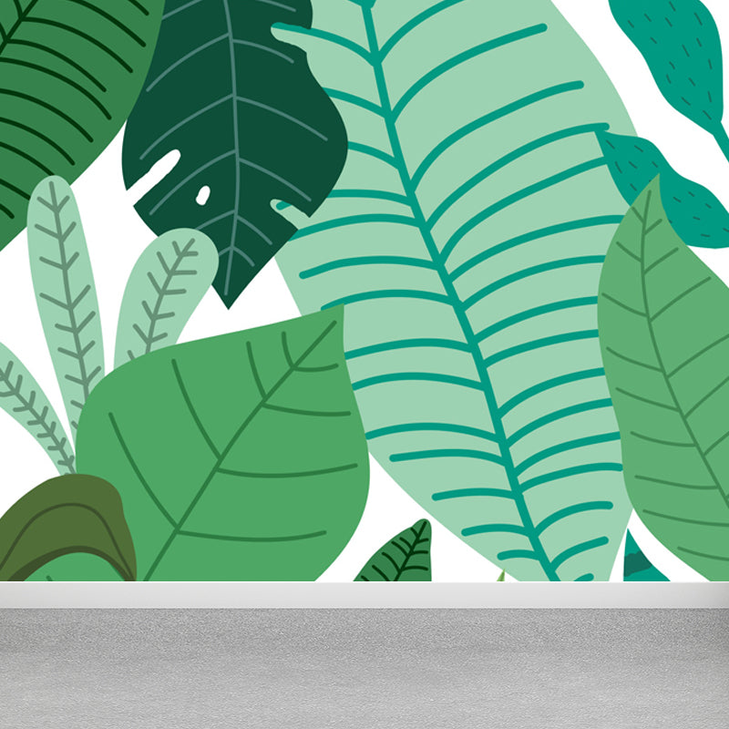 Botanical Print Mural Decal Tropical Non-Woven Textured Wall Covering in Soft Color Clearhalo 'Wall Decor' 'Wall Mural' 1865014