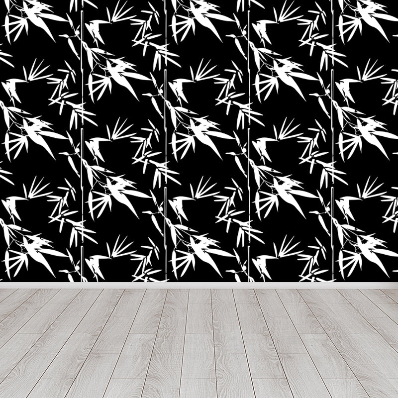 Botanical Print Mural Decal Tropical Non-Woven Textured Wall Covering in Soft Color Black Clearhalo 'Wall Decor' 'Wall Mural' 1865022