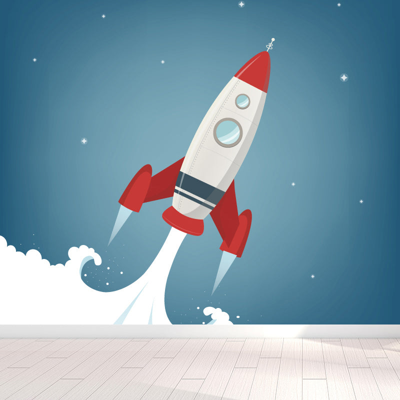 Light Color Outer Space Mural Decal Stain Resistant Children's Art Bedroom Wall Decor Light Blue Clearhalo 'Wall Decor' 'Wall Mural' 1865027