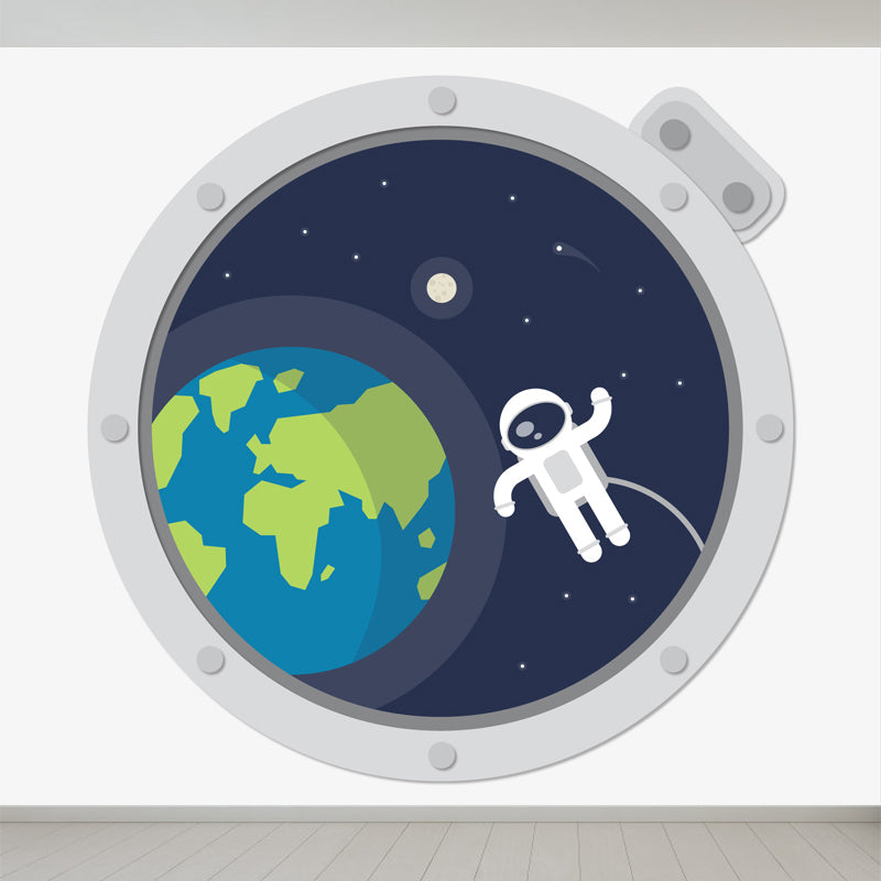 Light Color Outer Space Mural Decal Stain Resistant Children's Art Bedroom Wall Decor White Clearhalo 'Wall Decor' 'Wall Mural' 1865032