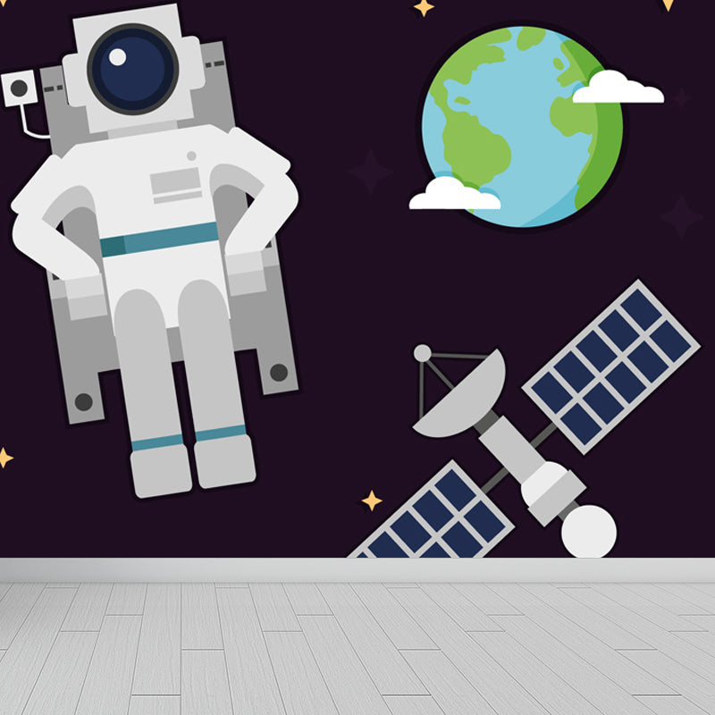 Light Color Outer Space Mural Decal Stain Resistant Children's Art Bedroom Wall Decor Clearhalo 'Wall Decor' 'Wall Mural' 1865039