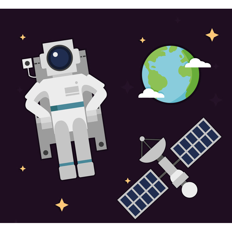 Light Color Outer Space Mural Decal Stain Resistant Children's Art Bedroom Wall Decor Clearhalo 'Wall Decor' 'Wall Mural' 1865040